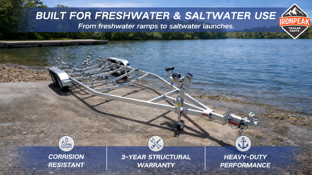IronPeak 6.9M Fiberglass Tandem Axle Hull Boat Trailers